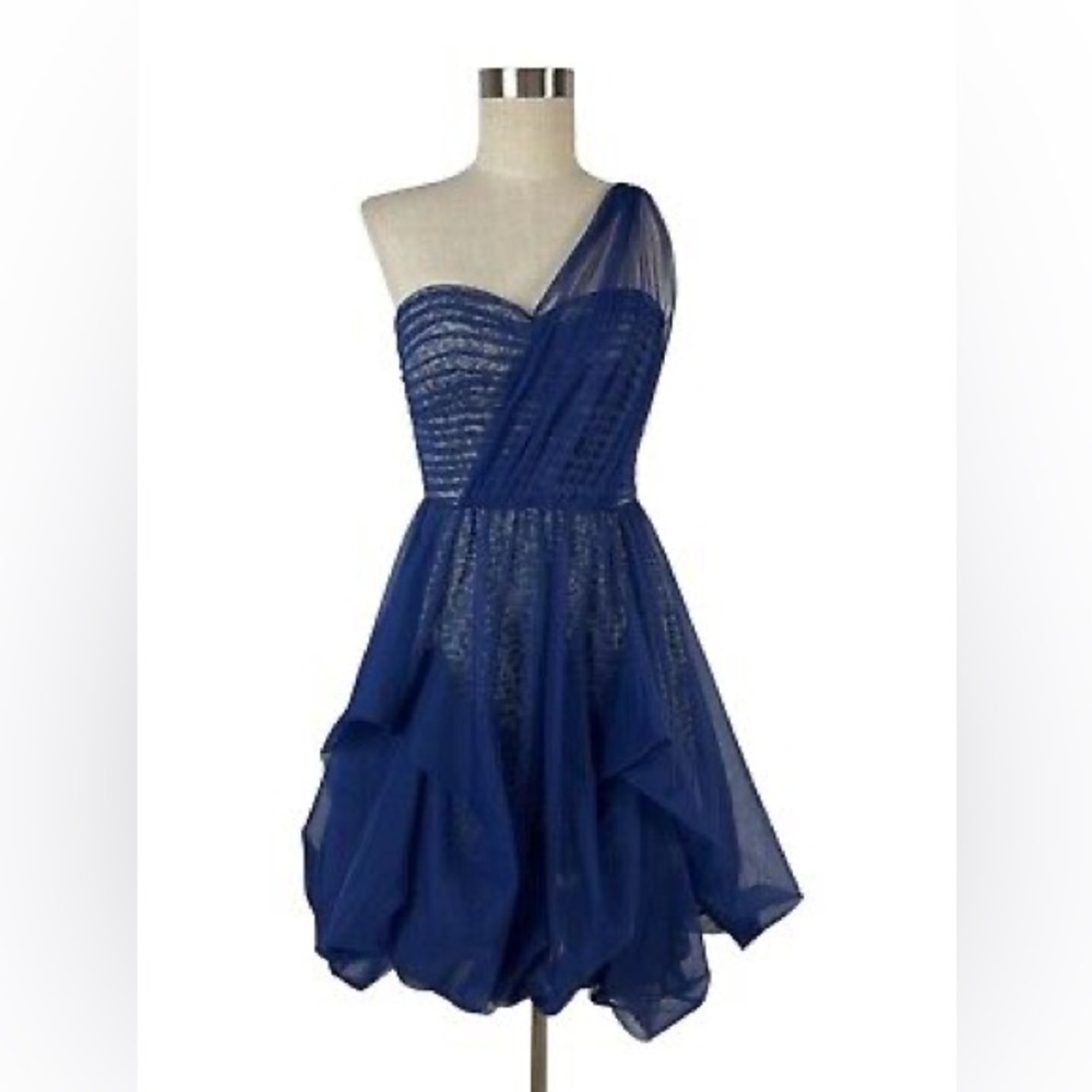 BCBGMAXAZRIA Dark Cobalt “Roe” One-Shoulder Dress | Size 2 | New Without Tags - Picture 4 of 15